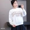 Sweater A15 dài tay in chữ ngực xuất Âu GJ / TRẮNG