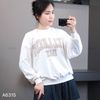 Sweater A15 dài tay in chữ ngực xuất Âu GJ / TRẮNG