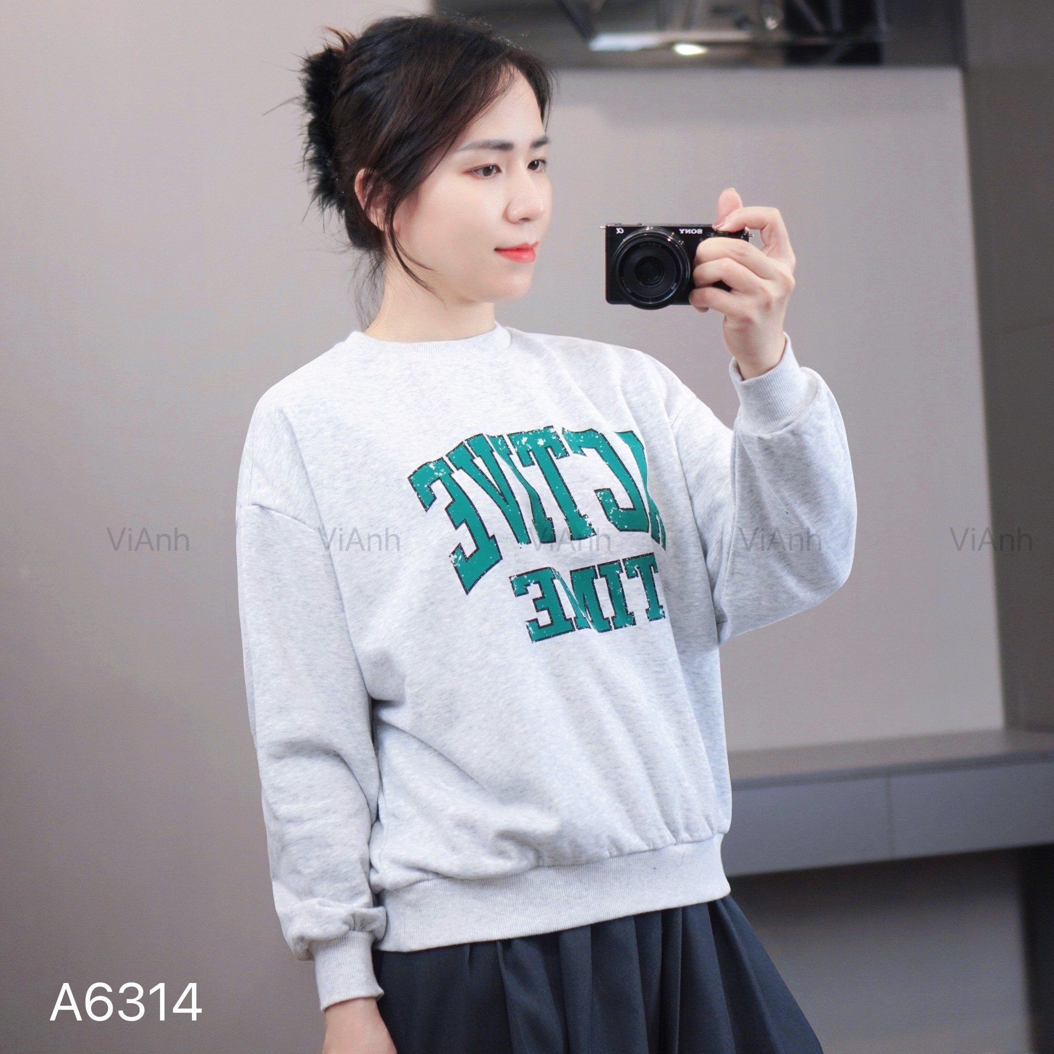 Sweater A14 dài tay in chữ ngực xuất Âu GJ / GHI