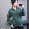 Áo A5 sweater có khoá kéo cổ xuất Âu A6335 /  XANH LÁ