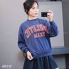 Sweater dài tay in chữ ngực style Âu GJ / XÁM XANH