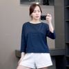 Áo thun tay lửng dáng vừa style Nhật / Rêu D2 / Xanh nhạt D4 / Trắng D5 / Navy D6 / Đen D7