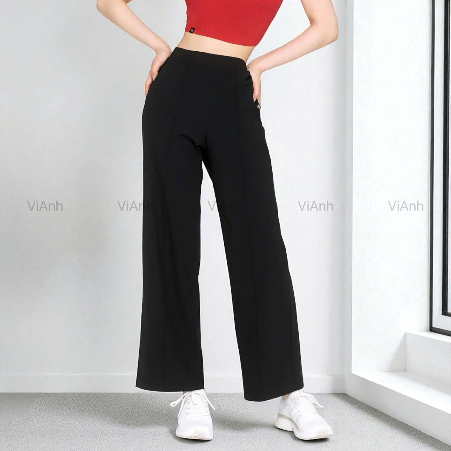 Quần dài Q79 cạp chun co giãn Style Hàn A6179 /  (  ĐEN XÁM )