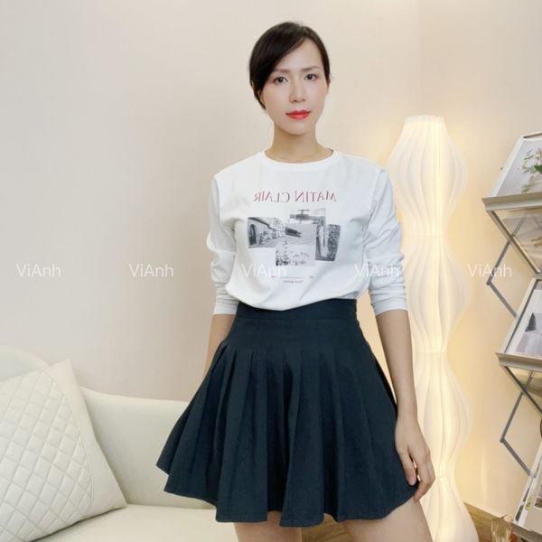 Áo E47 thun dài tay hoạ tiết kiểu Hàn A7045 / Size: Free