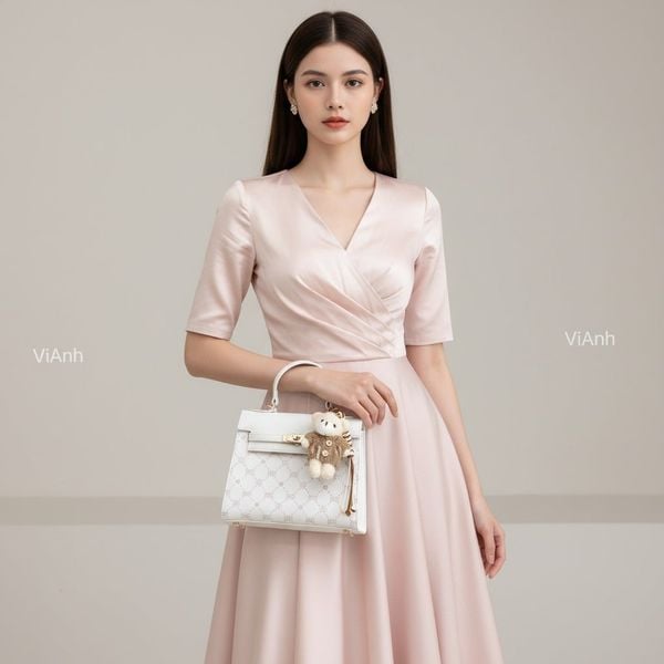 Túi S54 xách tay Happy Heart CĐC, CHR S54-48 / m21 đ25 c20 / TRẮNG