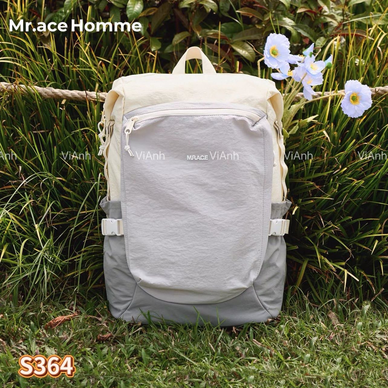 Balo Mr Ace / 29x44 / TRẮNG PHỐI XÁM