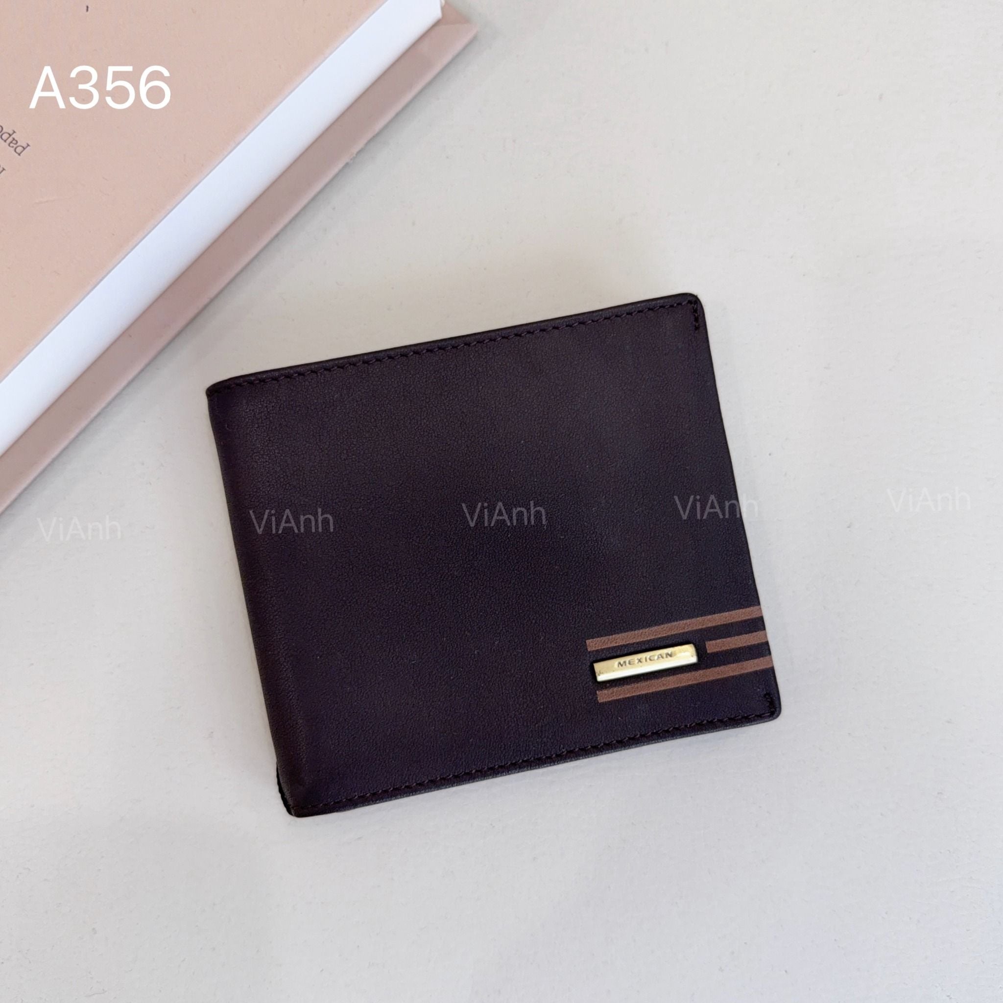 Ví A356 ngắn da thật E436 / 11x9.5 / NÂU