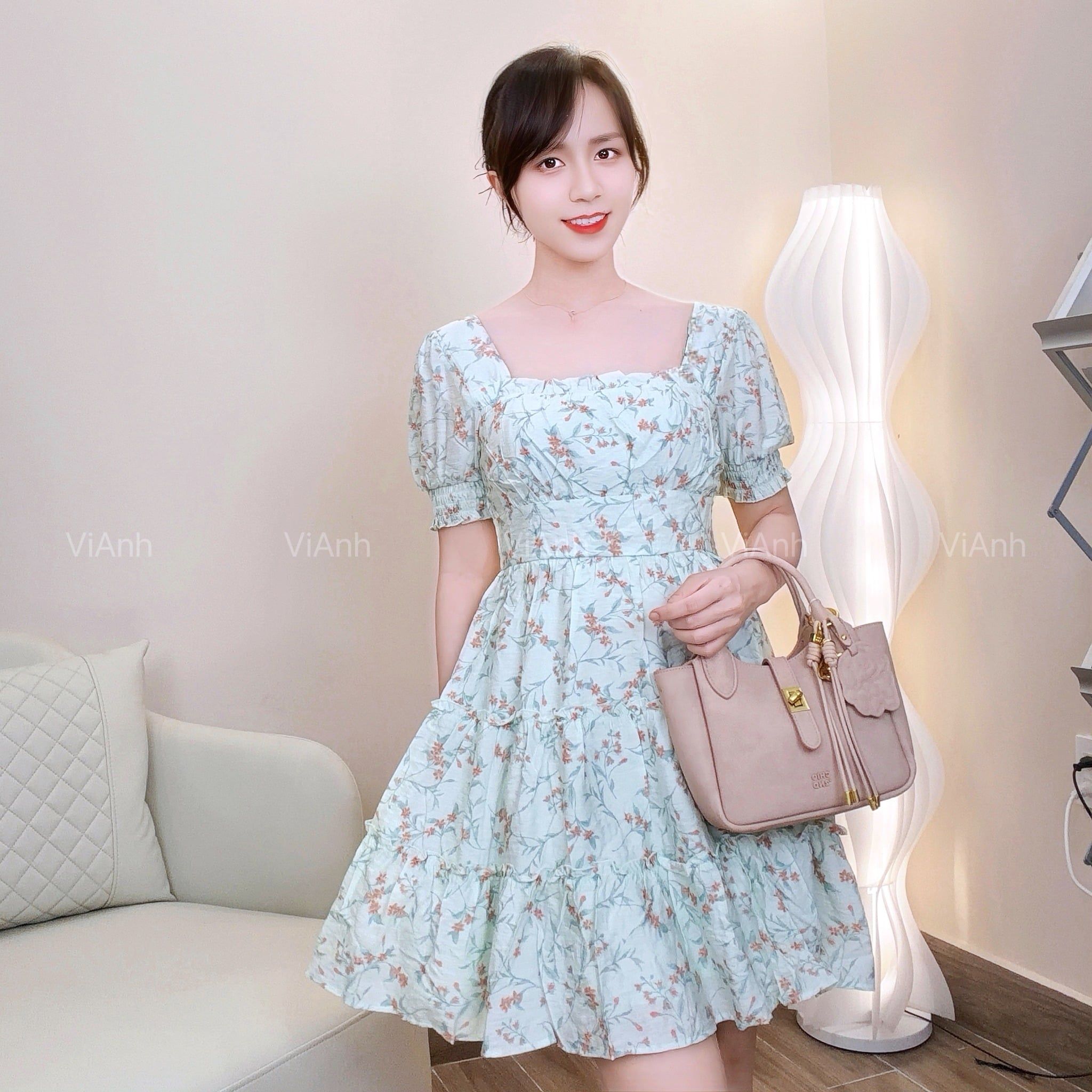 Đầm C921 Váy A4736 / XANH HOA