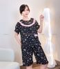 Bộ H470 mặc nhà vải lanh style Hàn A5986 / ĐEN HOA NHÍ