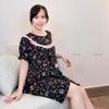Bộ H470 mặc nhà vải lanh style Hàn A5986 / ĐEN HOA NHÍ
