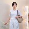 Áo thun có cổ thêu ngực style Hàn / D400 trắng , D401 đen