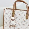 Túi xách tote bag phom chữ nhật CĐC, CHR T59 / 25x34 / TRẮNG PHỐI NÂU