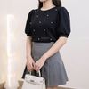 Áo ngắn tay đính ngọc style Nhật / D542 trắng , D543 xanh , D544 đen , D545 hồng