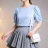Áo ngắn tay đính ngọc style Nhật / D542 trắng , D543 xanh , D544 đen , D545 hồng