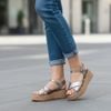 Dép da thật đế xuồng ( phom to chốt lùi 1 size) style Âu Mỹ / BẠC