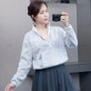 Áo sweater khoá cổ Style Âu Mỹ / E5 hồng - E6 xám