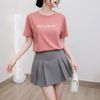 Áo thun ngắn tay in chữ sytle Nhật Hàn / Đỏ hồng , Xám nhạt , Vàng kem , Ghi đen