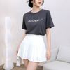 Áo thun ngắn tay in chữ sytle Nhật Hàn / Đỏ hồng , Xám nhạt , Vàng kem , Ghi đen