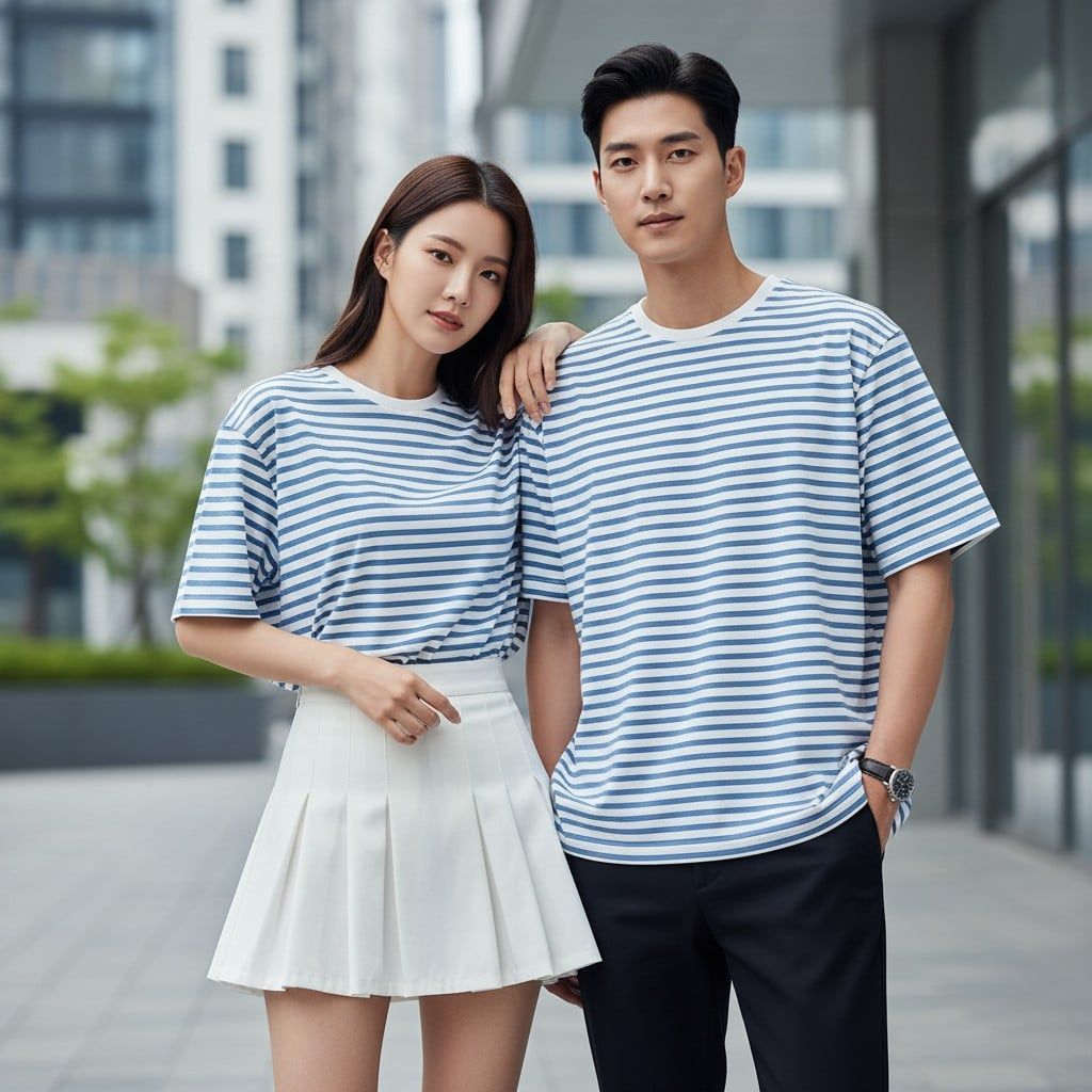 Áo thun ngắn tay style Hàn / D678 xanh than , D679 xanh biển