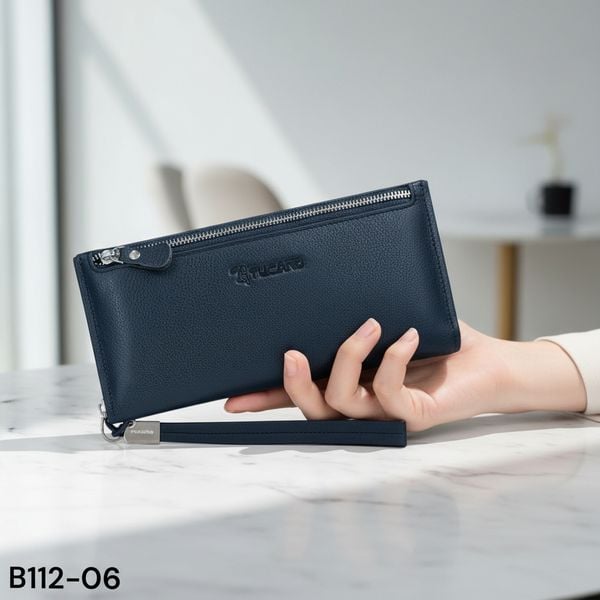 Ví dài da thật B112 / 21x10 / XANH