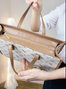 Túi xách tote bag phom chữ nhật CĐC, CHR T59 / 25x34 / TRẮNG PHỐI NÂU