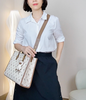 Túi xách tote bag phom chữ nhật CĐC, CHR T59 / 25x34 / TRẮNG PHỐI NÂU