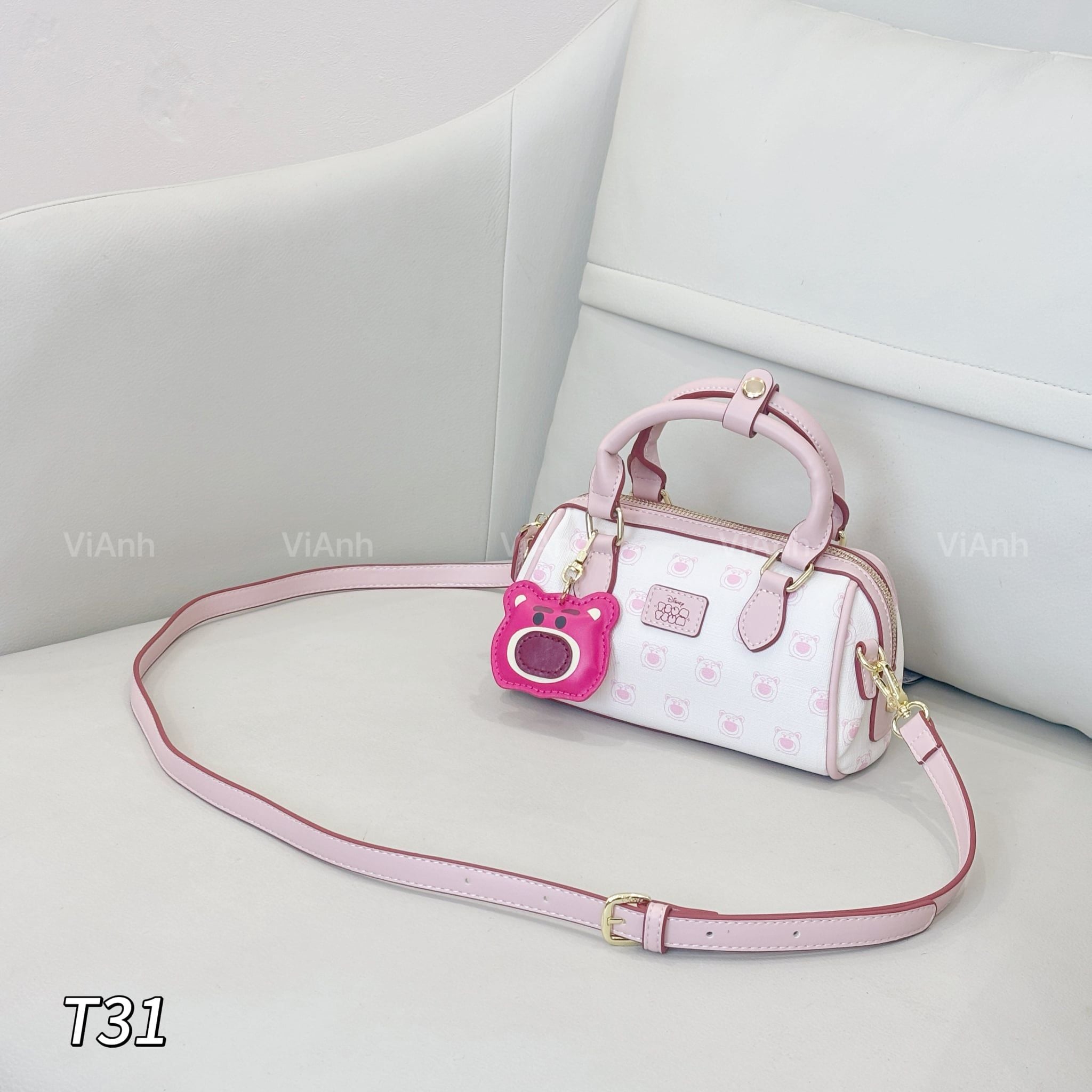 Túi xách xách tay,CHR,CĐC T31 / 20x10 / TRẮNG PHỐI HỒNG