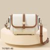 Túi xách H14 phom bầu CĐC  TX7881 / 20x12.5 / trắng kem da vân sọc nâu