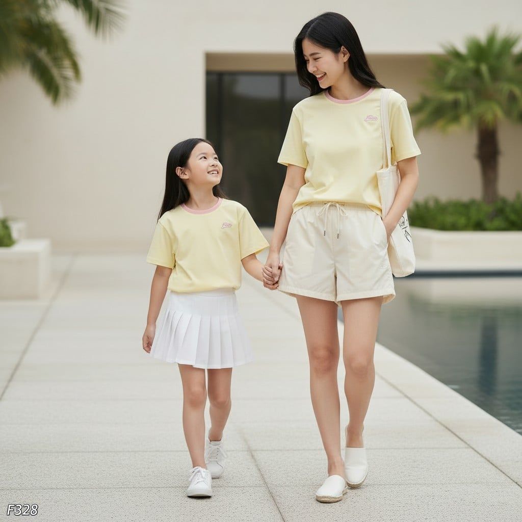 Áo thun ngắn tay trẻ em kiểu Hàn F328 / VÀNG