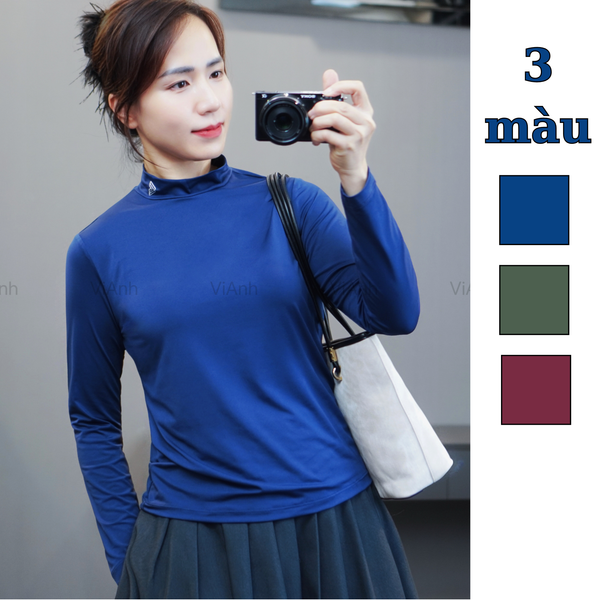 Áo thun cao cổ style Hàn / Xanh than K36 - Xanh lá K37 - Đỏ đậm K40