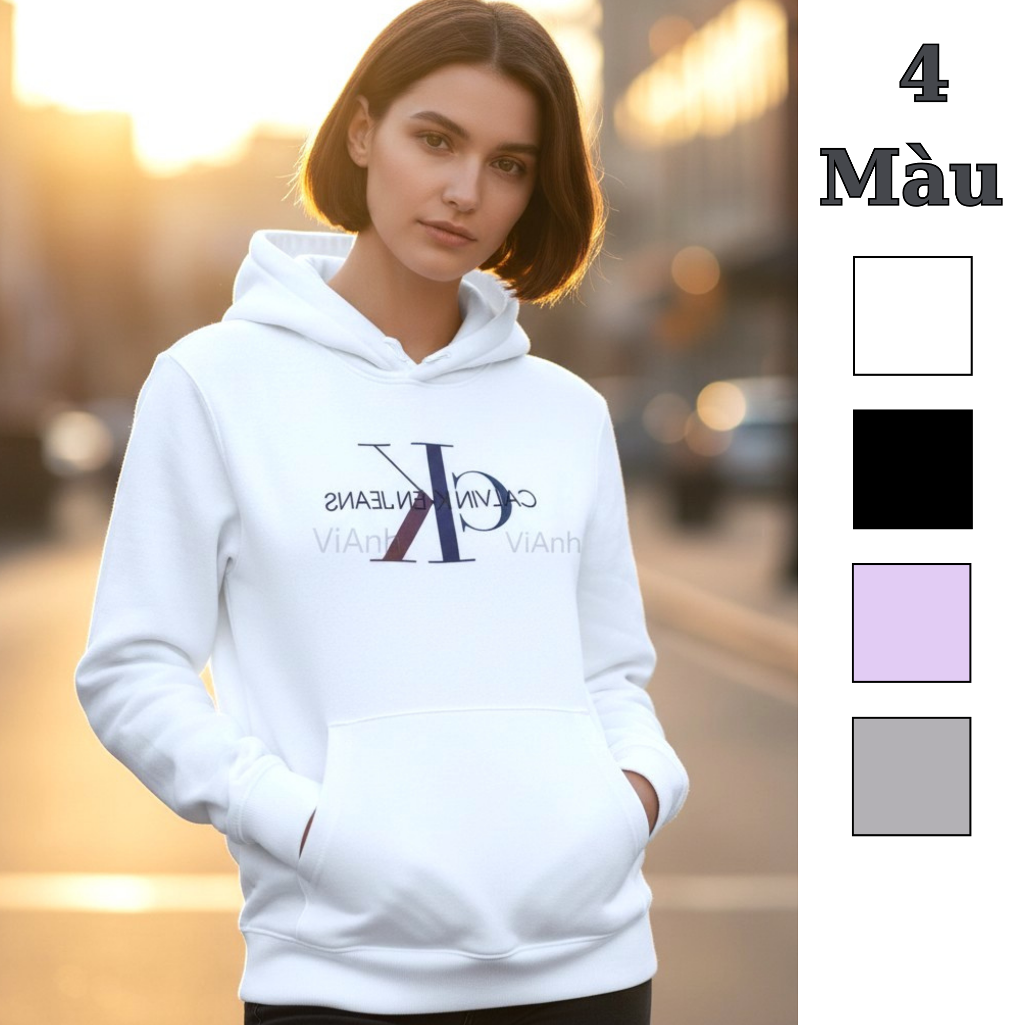 Áo hoodie in chữ style US UK / C10 trắng - C11 tím - C12 xám - C14 đen
