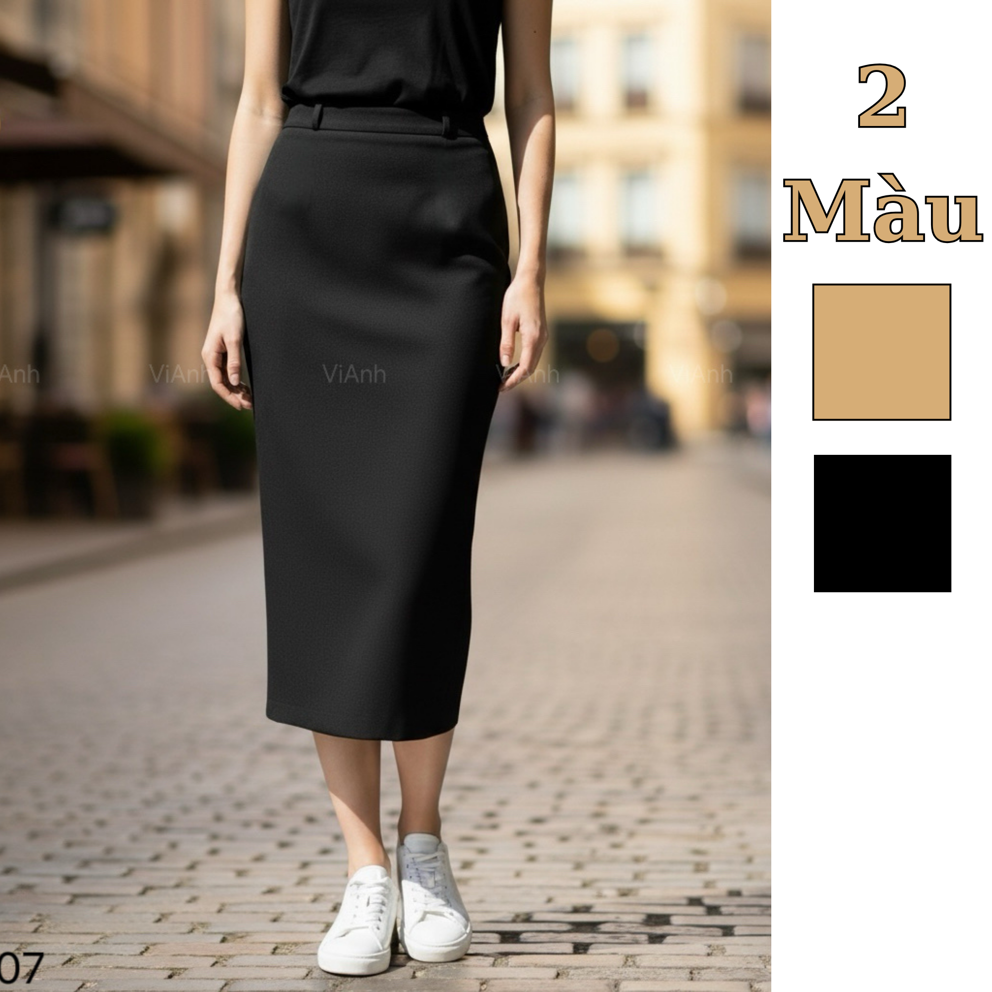 Chân váy dài style Hàn / Đen V7 - Be V8