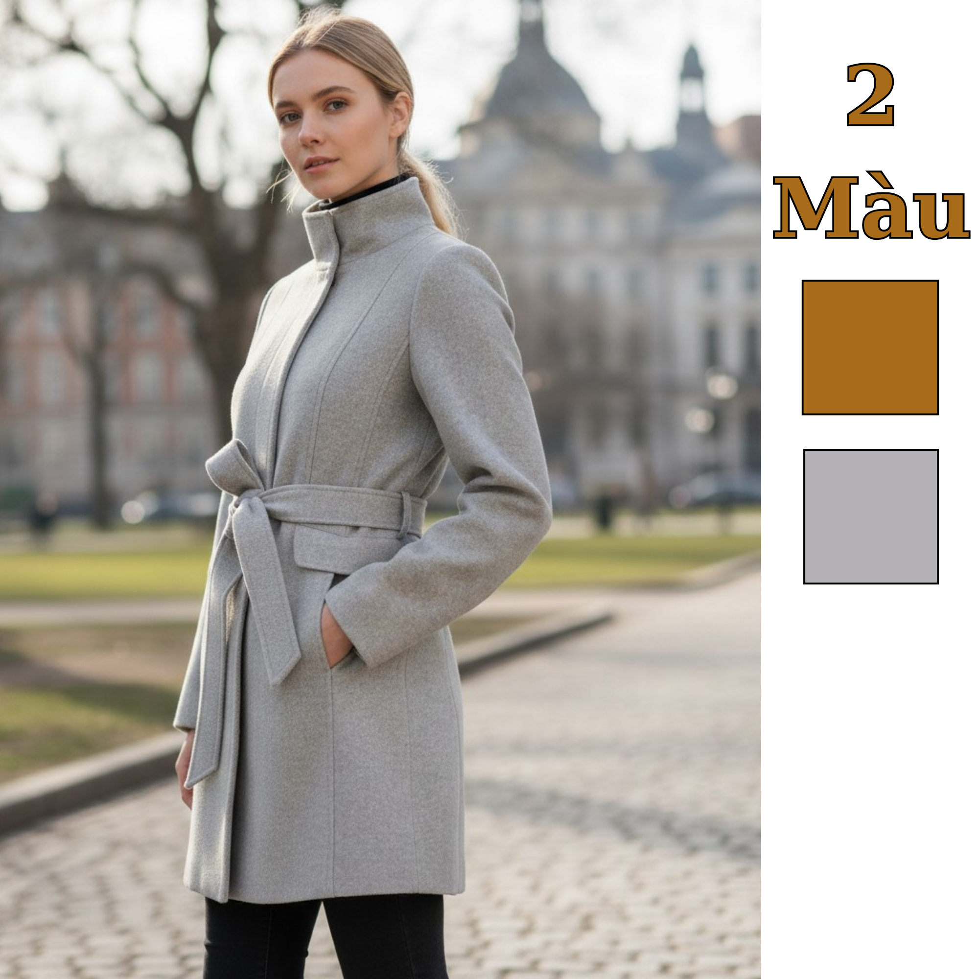 Áo khoác dạ có khoá kéo style US UK / Xám V42 - Nâu V44