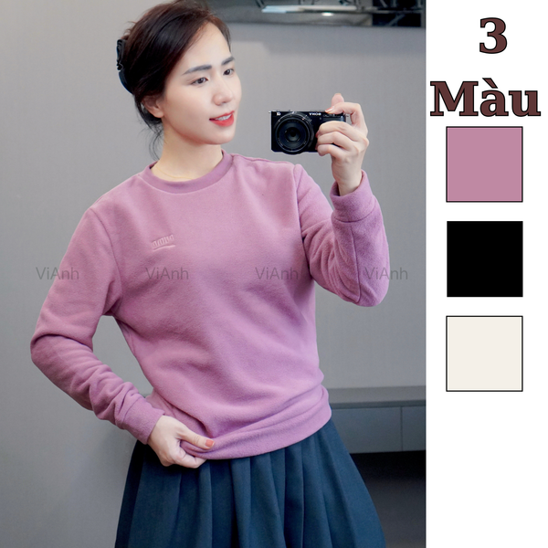 Áo nỉ cổ tròn hình thêu ngực style US UK /  ĐEN - TRẮNG - HỒNG