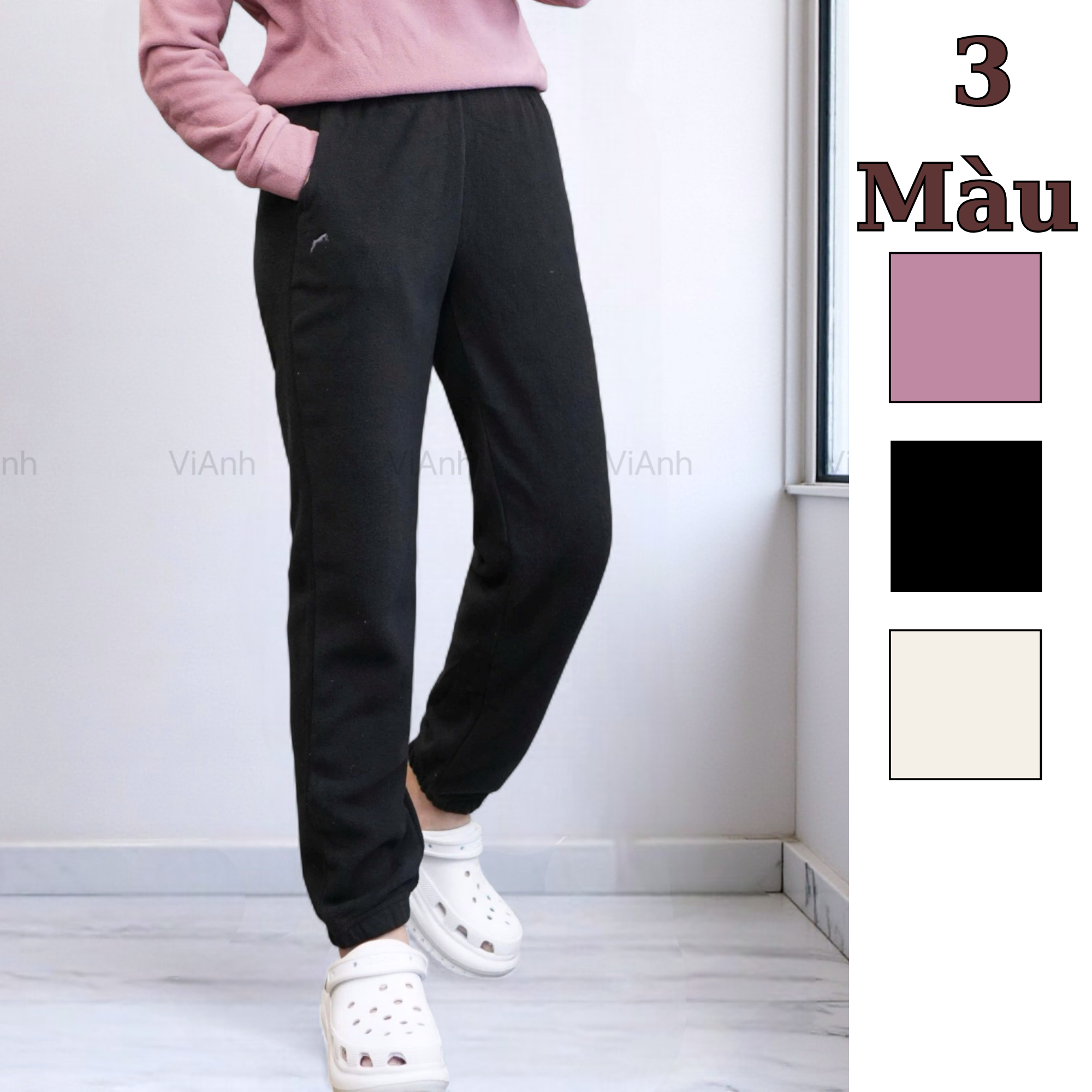 Quần nỉ bông ống bo PM Style US / K6 đen - K7 trắng - K8 hồng