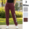 Quần jogger nỉ in chữ bạc style US UK / ĐỎ D27 - XÁM D28 - XANH NHẠT D29