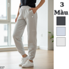 Quần jogger nỉ thêu chữ style US UK / XANH - XÁM ĐẬM - XÁM NHẠT