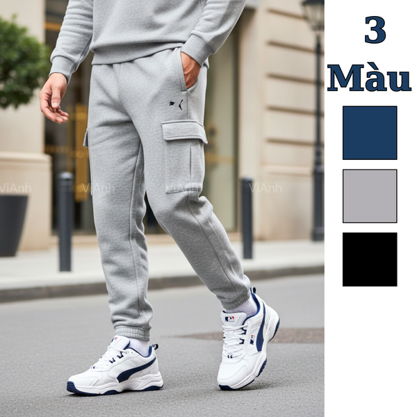 Quần dài jogger lót nỉ style Hàn / Xanh navy G17 - Đen G18 - Xám G19