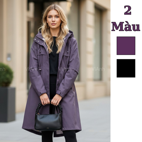 Áo khoác gió dáng dài style US UK / G48 tím - G50 đen