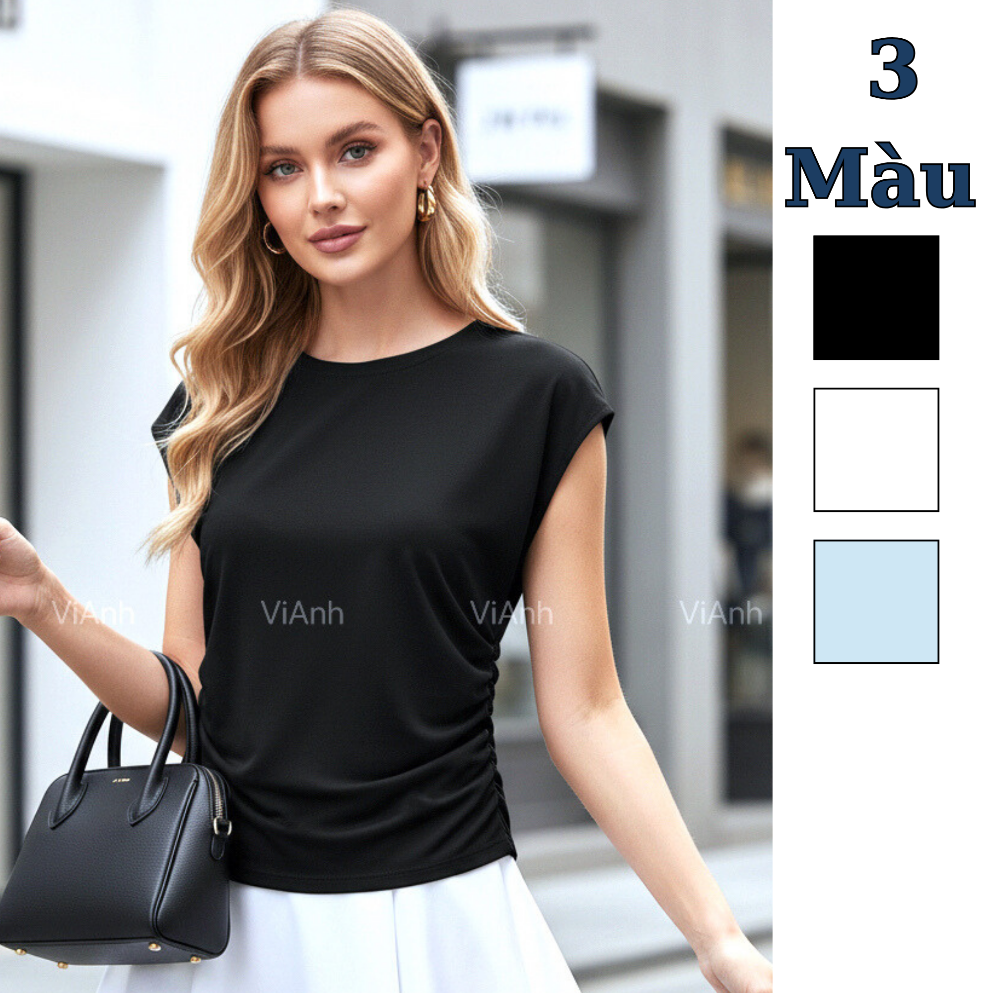 Áo thun tay chờm nhún eo style US UK / C1 C2 C3