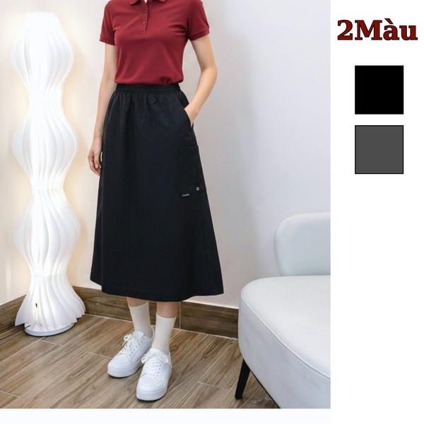Chân váy dài cạp chun chất gió / F784 F785