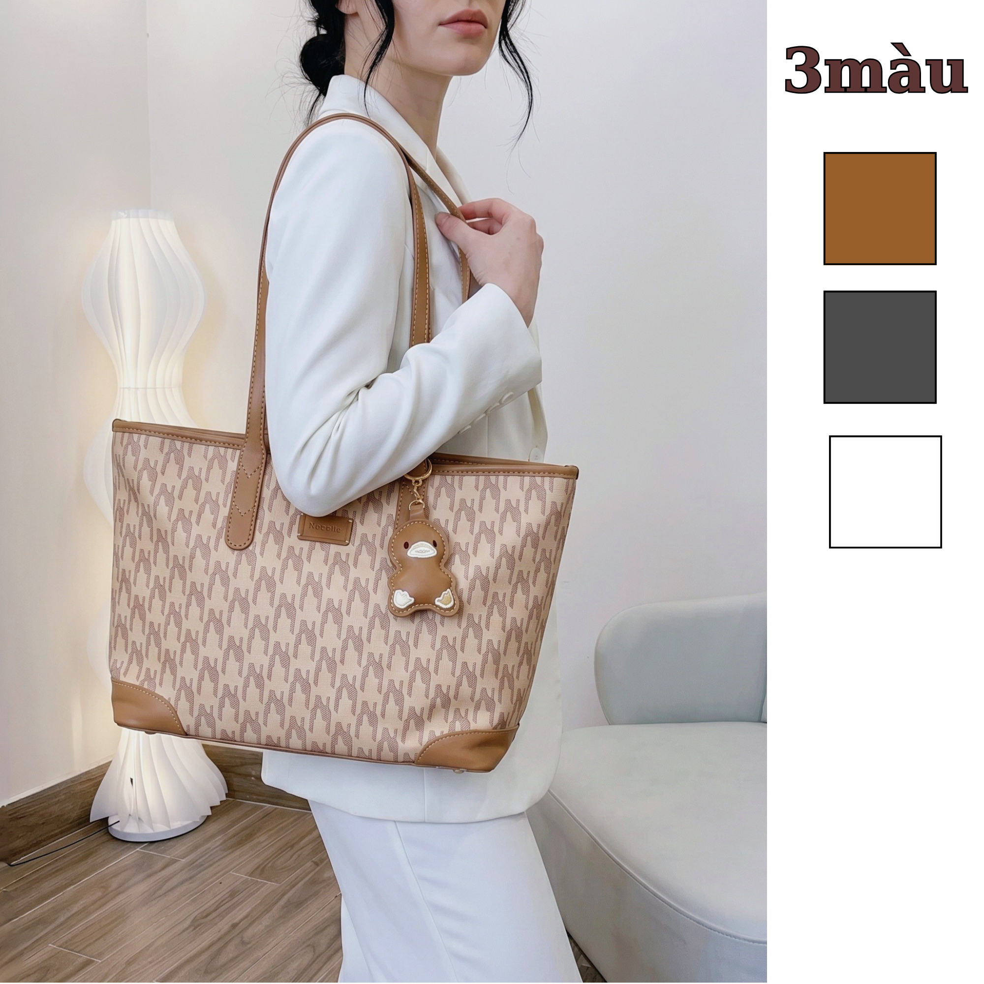 Túi xách Nucelle phom thang khoác vai, CHR T48 / M42 Đ34 C25 / T48B be nâu , T48D trắng , T48  đen