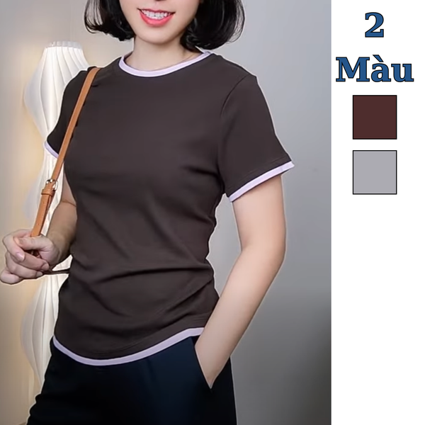 Áo thun ngắn tay phối viền thun dệt kim H186 H187