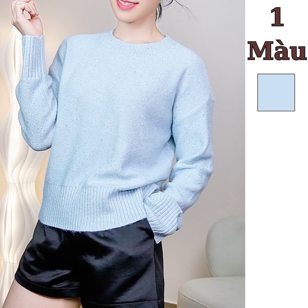 Áo len dài tay kim sa style Âu Mỹ / XANH
