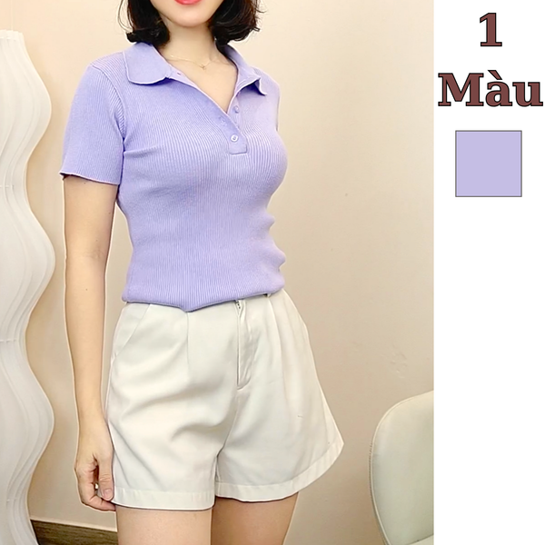 Áo len ngắn tay kiểu Hàn / TÍM