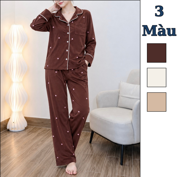Bộ ngủ dài tay tuyết nhung style US UK