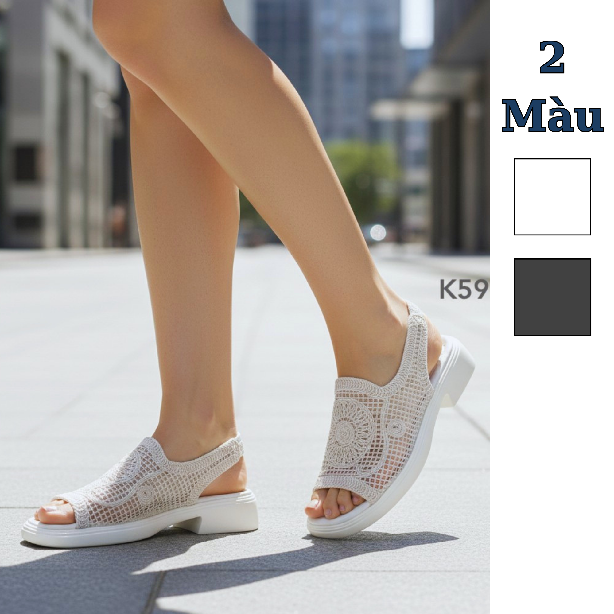Dép xăng đan lưới style Âu Mỹ ( CAO 3,5P ) K58 K59