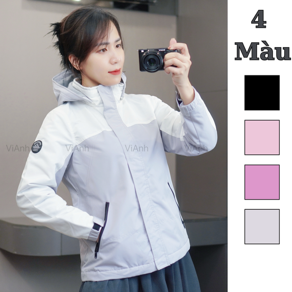 Áo khoác 2 lớp lót nỉ có mũ NET ( Hồng A7 / Đen A8 / Xám A9 )