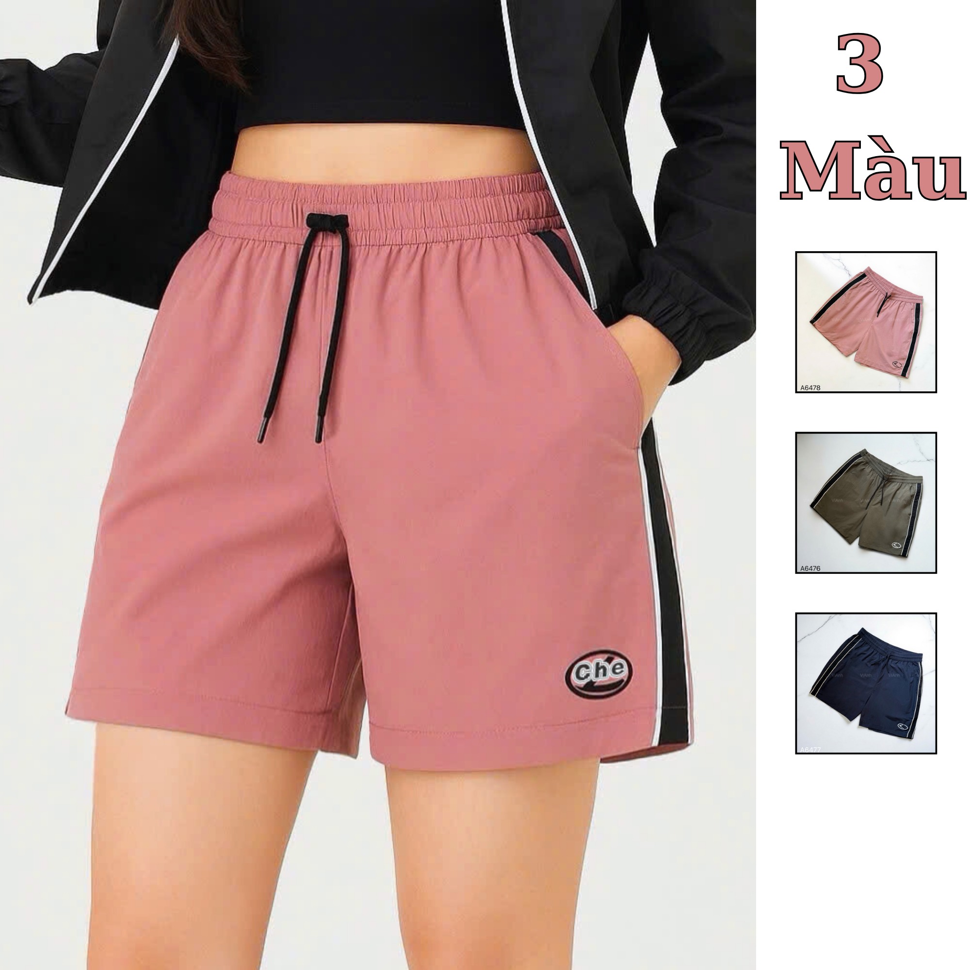 Quần short kẻ hông cạp chun / E127 E128 E129