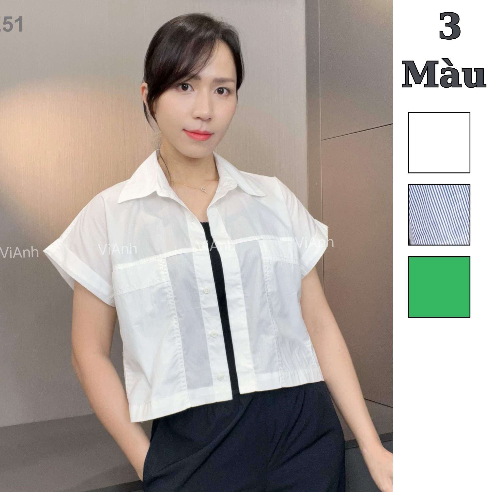 Áo sơ mi dáng lửng style Hàn / E50 E51 E52